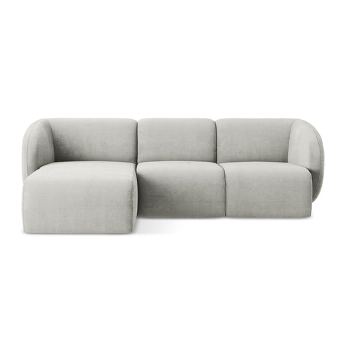 LaMiaSofa hoekbank links Cervo - chenille stof - lichtgrijs - 248x166x94