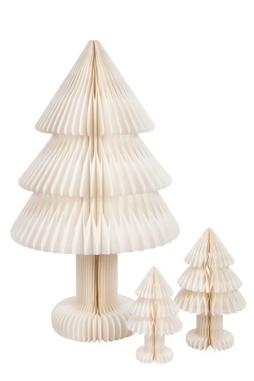 J-Line decoratie Kerstboom Vouwbaar - papier - wit - large