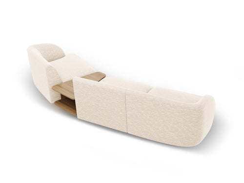 Micadoni Rechte modulaire bank Miley 3-zits, structurele stof ivoor - 126x303x70cm