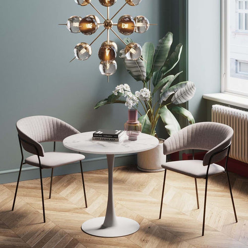 Kare Design Eettafel Schickeria Ø80cm marmerprint wit - vtwonen shop