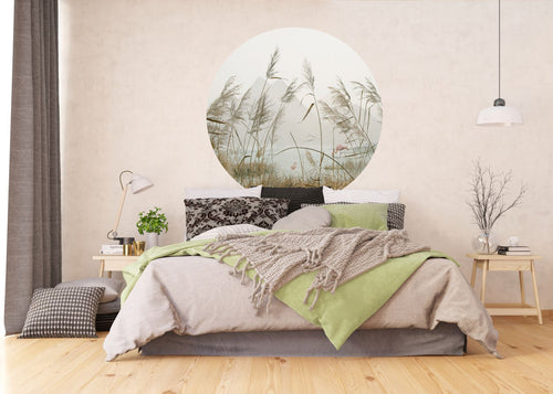 Sanders & Sanders zelfklevende behangcirkel tropisch landschap met flamingo's beige Ø 140 cm 601128