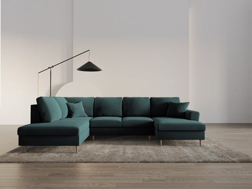 Cosmopolitan Design Links panoramische slaapbank met opbergdoos Kyoto 7-zits, flueel olie - 194x313x88cm