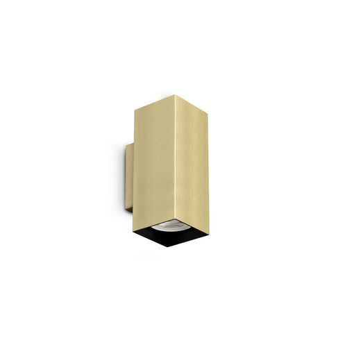 Ideal Lux LOOK 15 cm vierkante wandlamp met op- en neerwaartse beweging, messing, 2x GU10 fitting