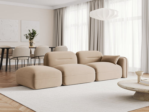 Cosmopolitan Design linker modulaire bank Sydney 3-zits, flueel, zand - 90x295x70cm