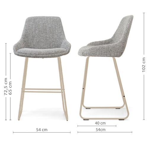 Nolon Nino-Isa barkruk grijs blend - beige onderstel - 65 cm