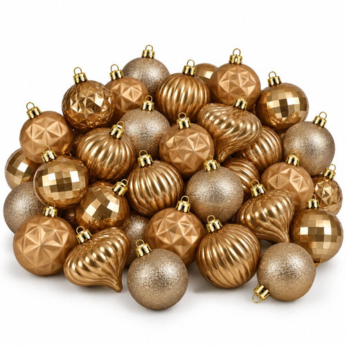 Mica Decorations Bal Onbreekbaar Lichtbruin 40 Stuks - Kerstballenset met Diameter van 6 cm - Gemaakt van Gerecycled Polystyreen - Extra Stevig voor