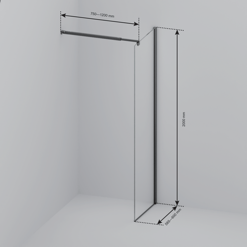LOMAZOO douchewand Lima - inloopdouche - anti kalk nano coating - helder glas - 8 mm - goud - 60 x 200 cm