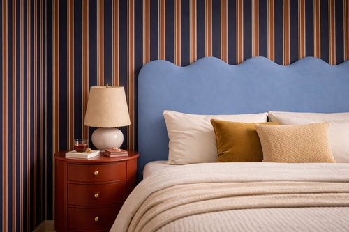 Gestoffeerd hoofdbord met golvende vorm 160x73,5 cm