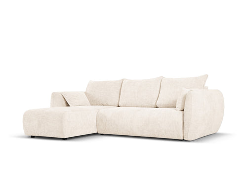 Cosmopolitan Design Uitklapbare hoekbank links met opbergdoos Matera 4-zits, chenille, lichtbeige - 173x253x86cm