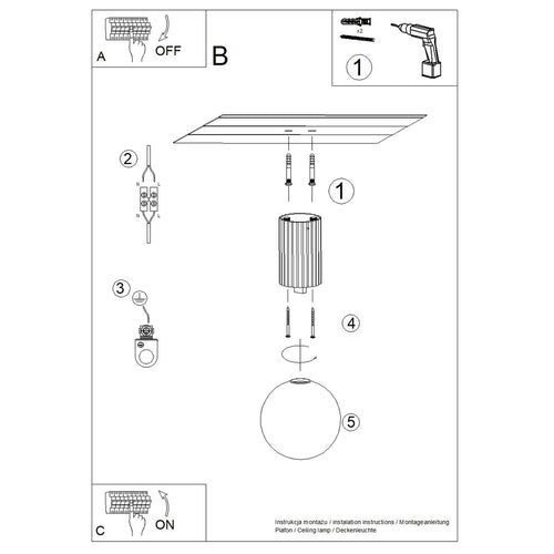 Sollux Lighting Plafondlamp HALO perzik IP44 - 12x12x21cm