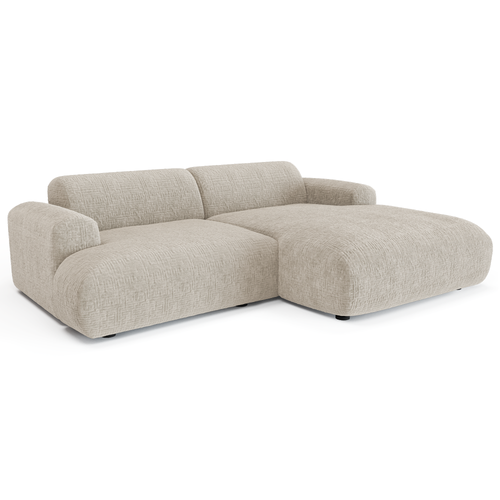 Sia Home - Rechthoekige hoekbank MYRA - fluweel met patronen beige 266cm