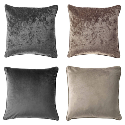 KUSSENSET - 4-delig - Velvet Elegance - 45x45 cm - inclusief binnenkussens - antraciet, taupe