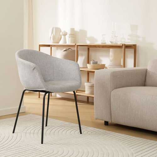 Nolon Nora-Otis Eetkamerstoel Lichtgrijs - met Armleuning - Zwart - vtwonen shop