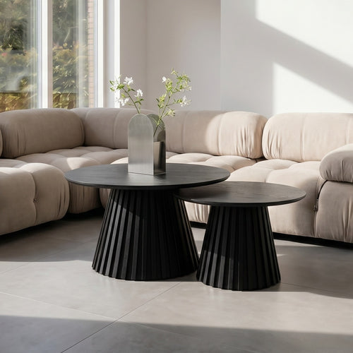 Furnhouse salontafel set Svendborg - Zwart - Ø 60/80 cm