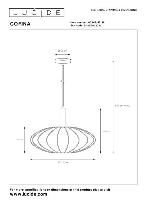 Lucide hanglamp CORINA - 1xE27 - Beige - vtwonen shop