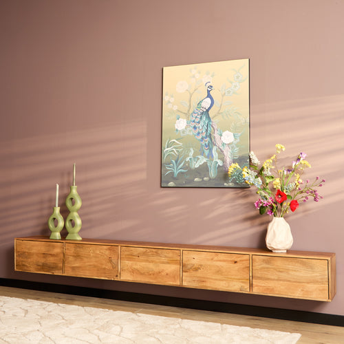StarFurn Zwevend Tv-meubel Vision - Naturel Hout - 280x35x30cm - vtwonen shop