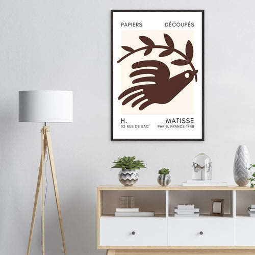 Artfulprints Poster Matisse – Peace dove brown   - A4 21x29.7 cm - Bruin