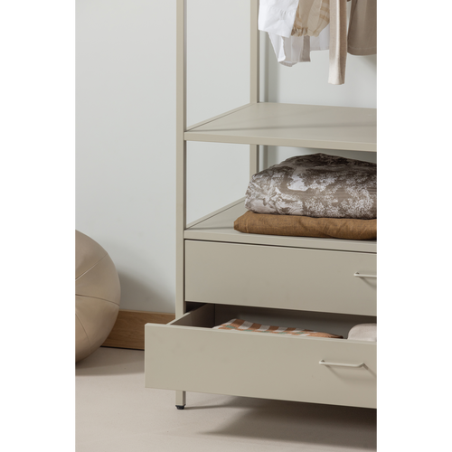 WOOOD open kledingkast 100 cm Ferris - Metaal - Zand - 185x100x54