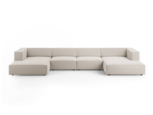 Cosmopolitan Design Panoramische bank Arendal 6-zits, flueel, ecru - 166x364x70cm