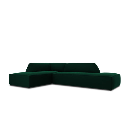 Cosmopolitan Design - Modulaire hoekbank links Siena 4-zits, flueel flessengroen - 180x273x69cm