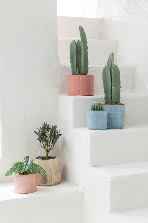 J-Line bloempot Vierkant - keramiek - lichtblauw - large - Ø 16 cm