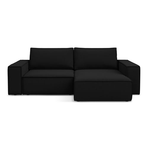 LaMiaSofa hoekbank rechts Livorno - velours - zwart - 257x148x82