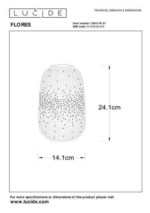 Lucide tafellamp FLORES - 1xE14 - Wit - vtwonen shop