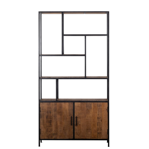 Giga Meubel Wandkast Ruben - Bruin Mangohout - 110x36x210cm - vtwonen shop