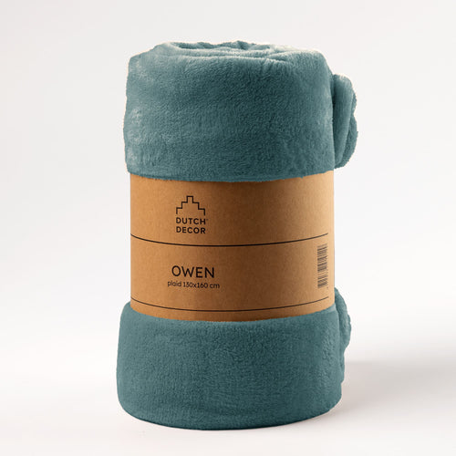 Dutch Decor - VOORDEELSET - 3-delig - Fluffy & Owen - 2 sierkussens 45x45 cm - 1 plaid 130x160 cm - groen - vtwonen shop