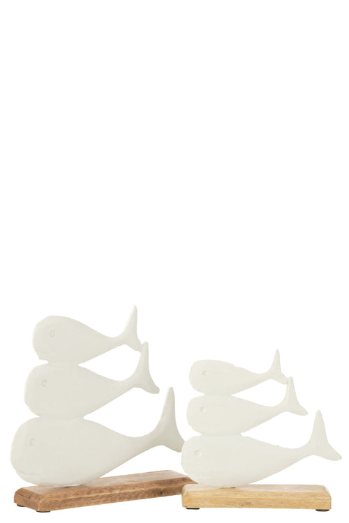 J-Line decoratie Walvis Op Voet - aluminium - wit - large