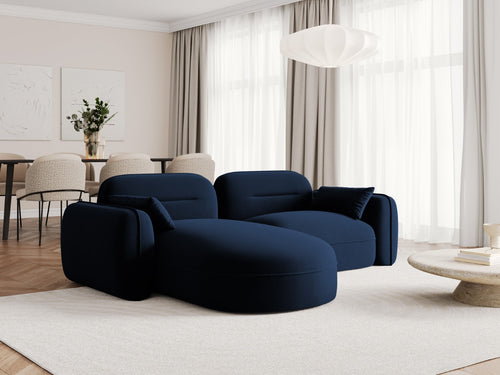 Cosmopolitan Design Modulaire hoekbank links Sydney 3-zits, flueel, koningsblauw - 165x230x70cm