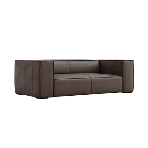 Cosmopolitan Design - Bank Turin 2-zits, echt leer grijs bruin - 100x212x68cm
