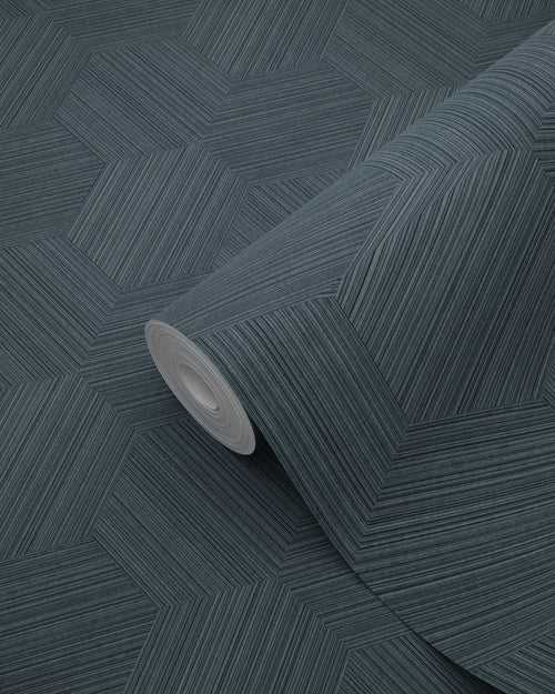 Origin Wallcoverings eco-texture vliesbehang grafisch 3D motief donkerblauw - 50 x 900 cm - 347998 - vtwonen shop