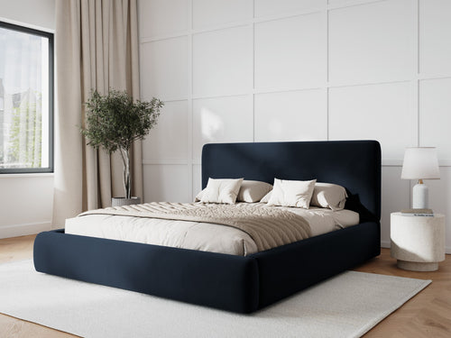 Cosmopolitan Design Opbergbed met hoofdeinde Colonel 140x200cm, flueel, donkerblauw - 220x160x100cm