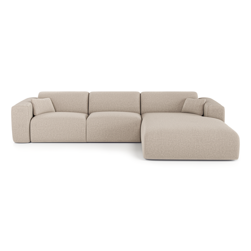 Sia Home - Hoek slaapbanken rechts MYRA - Geweven stof - Beige - 280cm - vtwonen shop