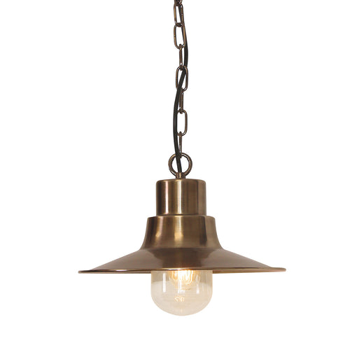 Elstead Sheldon - 1 Lichts Buiten Plafond Ketting Lantaarn Messing IP44, E27