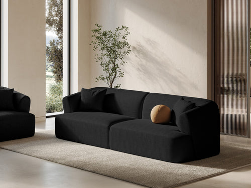 Cosmopolitan Design Modulaire bank Campi 4-zits, structurele stof zwart - 90x255x70cm