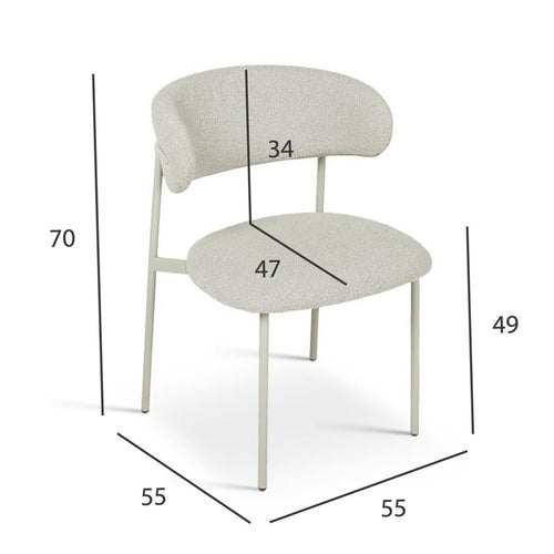 Furnhouse eetkamerstoel Diana - Beige - Stof (Bouclé) - Set van 6