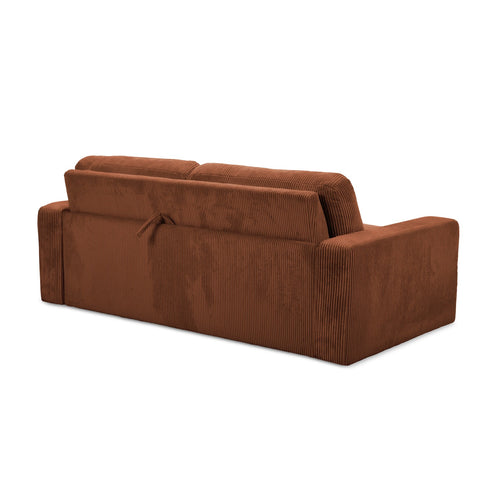 LaMiaSofa 3-zits slaapbank Como - ribfluweel - terracotta - 195x100x80