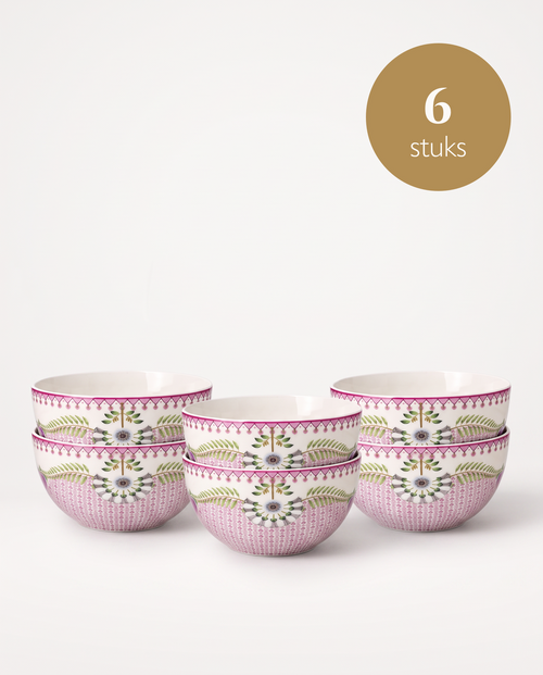 Pip Studio - Schalen - Lily & Lotus - Tiles - Lila - 15 cm - Set van 6