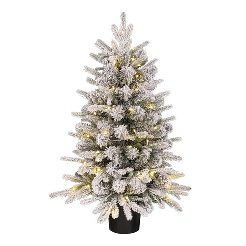 Black Box Trees Grimshaw Kunstkerstboom in Pot met LED Verlichting en Timerfunctie - H90 x Ø61 cm - Groen, Wit - vtwonen shop