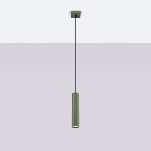 Sollux Lighting Hanglamp KARBON 1 olijfgroen - 8x8x118cm