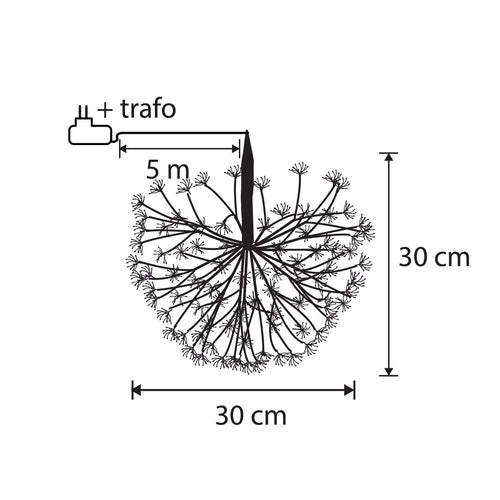 Luca Lighting Kerstverlichting Bal met Warm Witte LED Lampjes - Ø30 cm - Zwart