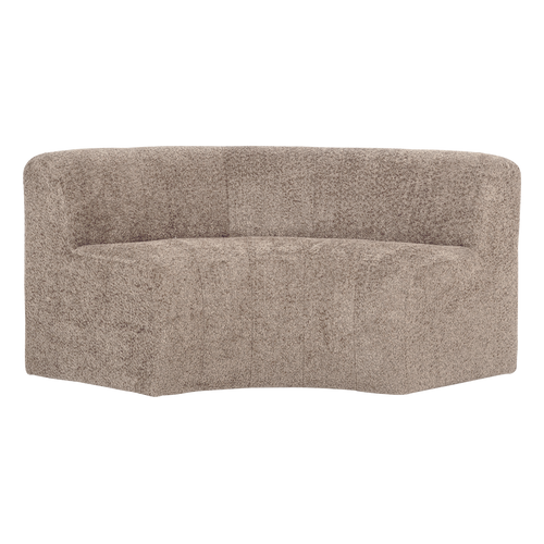WOOOD eetbank halfronde hoek rug Mojo Base - Wollig - Donkerzand - 83x152x76