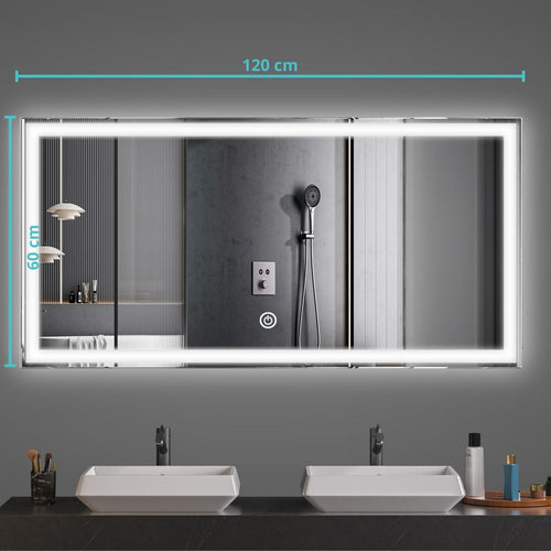 LOMAZOO badkamerspiegel Memphis - met LED verlichting - rechthoekig - 120 x 60 cm