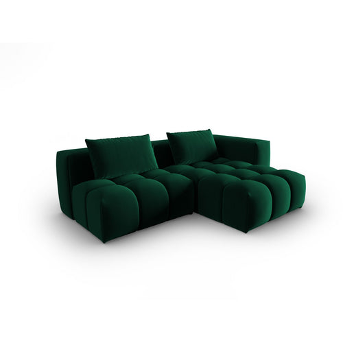 Cosmopolitan Design - Modulaire hoekbank rechts Verona 3-zits, flueel flessengroen - 145x205x70cm