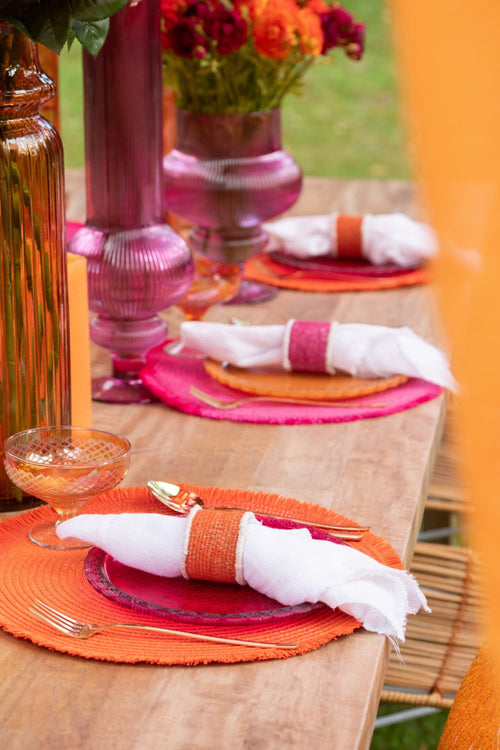 J-Line servetring - zeegras - roze/oranje/geel - 3 stuks