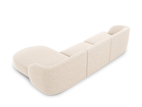 Micadoni rechter hoekbank Miley 4-zits, structurele stof ivoor - 156x255x70cm