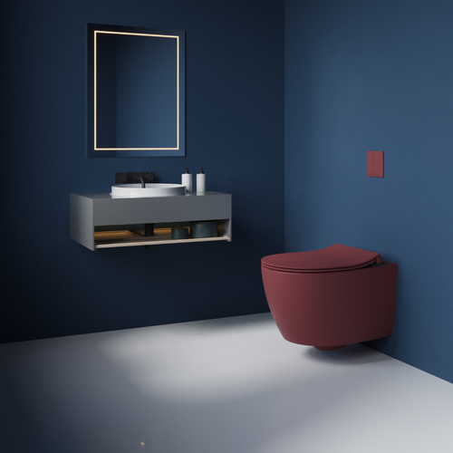 Isvea Wc Toilet Badkamer Hangend Bidet Bordeaux Rood Inclusief Softclose Toiletbril - vtwonen shop