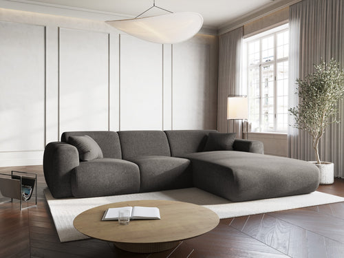 Cosmopolitan Design rechter hoekbank Nolio 4-zits, chenille, grijs - 170x260x72cm